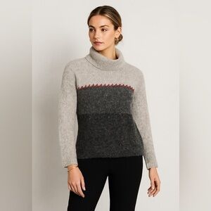 Woolrich Gray Two-Tone Sweater Size M Wool Mohair Blend Cozy Winter Knit